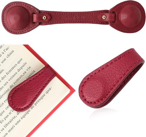Leather Weighted Bookmarks Page Holder for Women Men, Magnetic Bookmarks for Reading, Book Accessories Gift for Book Lovers Teachers Writers Authors Poets (Wine) in Kuwait
