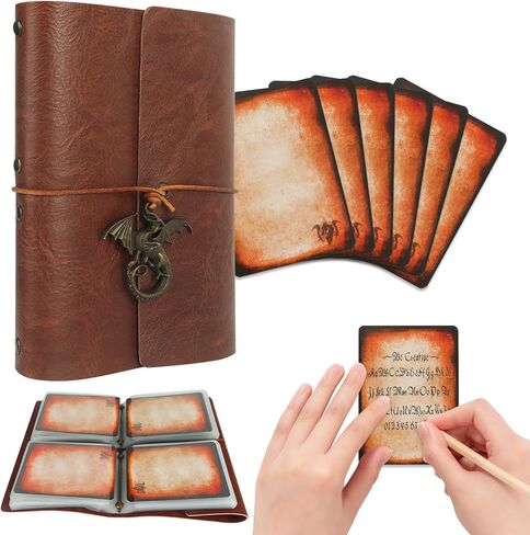 حامل البطاقات الإملائي DND RPG Pocket Fell Book & Referious Card حامل ، Tome of Recollection TTRPG Accessories لـ Dungeons و Dragons Beginner Master (60 بطاقة لاعب بوكر) in Kuwait