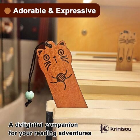 Cute Cat Bookmarks, Funny Wooden Bookmark for Book Lovers 2 Pcs, Unique Gifts for Kids Teacher Cat Lover in Saudi Arabia