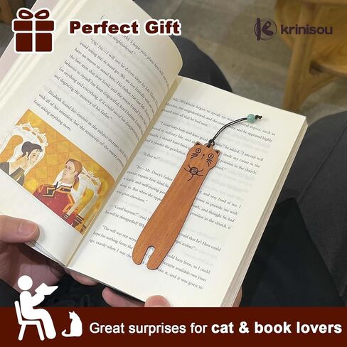 Cute Cat Bookmarks, Funny Wooden Bookmark for Book Lovers 2 Pcs, Unique Gifts for Kids Teacher Cat Lover in Saudi Arabia