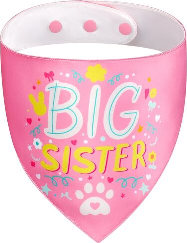 Big Sister Dog Bandana with Snap Button - Pink Silky Satin Pet Scarf, Baby Announcement Accessories for Dogs, Gender Reveal Photo Prop, Stylish Pet Gift (Large) in Saudi Arabia