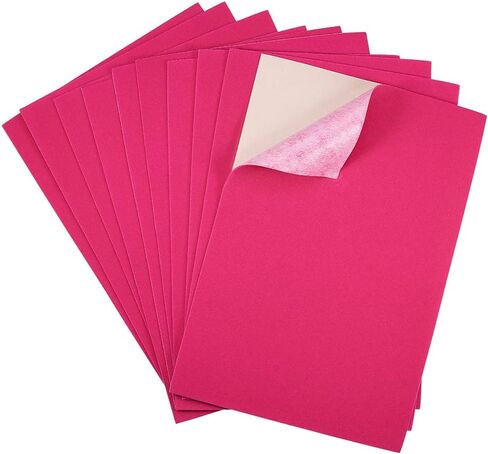 BENECREAT 20PCS Velvet (DeepPink) Fabric Sticky Back Adhesive Back Sheets, A4 Sheet (8.3" x 11.8"), Self-Adhesive, Durable and Water Resistant, Multi-Purpose, Ideal for Art and Craft Making in Saudi Arabia