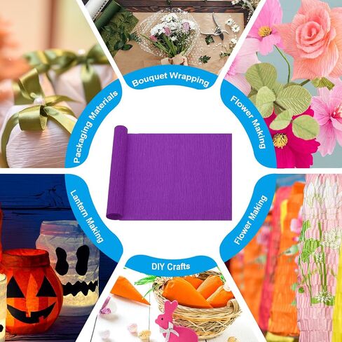 Patikil 8.2ft Crepe Paper Roll ، 8 Roll 10 "عرض ورقة التيار ناعم للورق للحرف اليدوية لصنع الحفلات الزفاف زخرفة الزفاف ، Multicolored 6 in Saudi Arabia