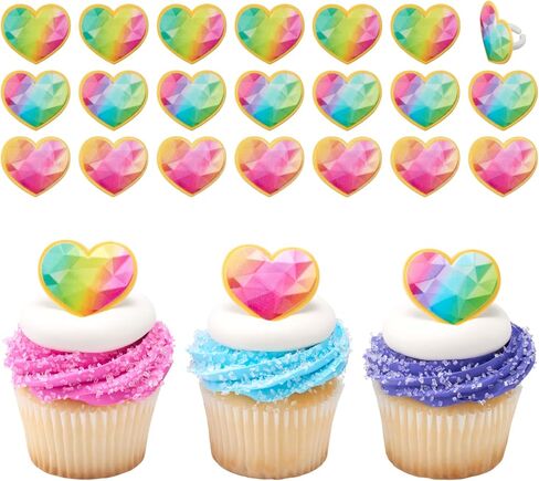 DecoPac Rainbow Unicorn Rings, Cupcake Decorations, Magical Food Safe Cake Toppers, Multi-Coloured – 24 Pack in Saudi Arabia