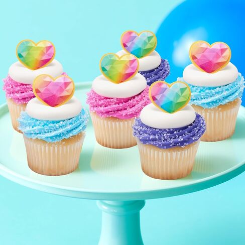 DecoPac Rainbow Unicorn Rings, Cupcake Decorations, Magical Food Safe Cake Toppers, Multi-Coloured – 24 Pack in Saudi Arabia