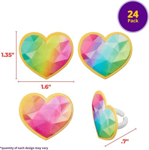 DecoPac Rainbow Unicorn Rings, Cupcake Decorations, Magical Food Safe Cake Toppers, Multi-Coloured – 24 Pack in Saudi Arabia