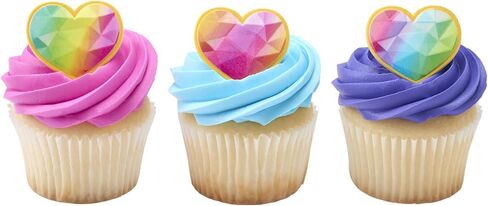 DecoPac Rainbow Unicorn Rings, Cupcake Decorations, Magical Food Safe Cake Toppers, Multi-Coloured – 24 Pack in Saudi Arabia