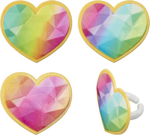 DecoPac Rainbow Unicorn Rings, Cupcake Decorations, Magical Food Safe Cake Toppers, Multi-Coloured – 24 Pack in Saudi Arabia