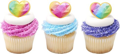 DecoPac Rainbow Unicorn Rings, Cupcake Decorations, Magical Food Safe Cake Toppers, Multi-Coloured – 24 Pack in Saudi Arabia