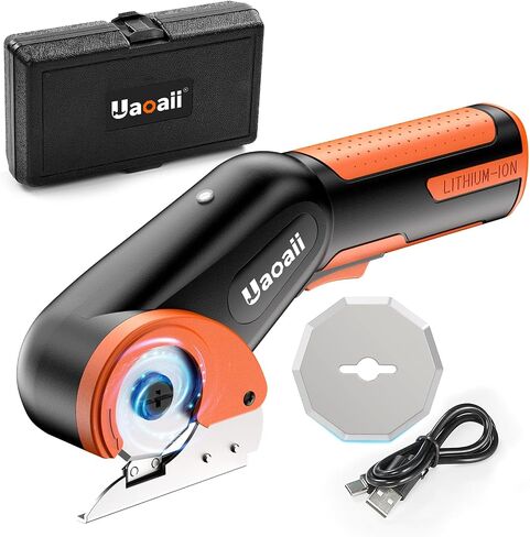 Cordless Electric Scissors Rotary Cutter - Electric Cardboard Box Cutter Mini w/Replacement Blade & Storage Case, Safety Button, Power Carpet Cutter for Thin Cardboard Carpet Leather in Saudi Arabia