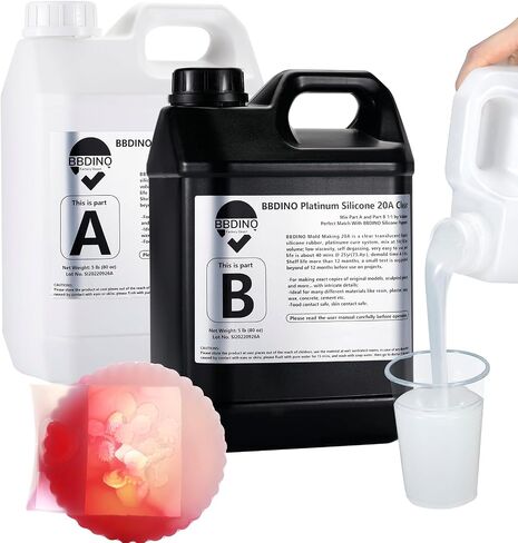 BBDINO Silicone Mold Making Kit 20A Silicone for Mold Making 1 Gallon/10 lbs/160 Oz, Silicone Mold Making Clear Translucent, 1:1 by Volume, Liquid Silicone for Mold Making of Resin,Soap, Concrete,Wax in Saudi Arabia
