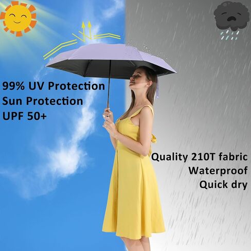 BAODINI Travel Mini Umbrella for Purse With Case-Small Compact UV Umbrella Protection Sun-Lightweight Tiny Pocket Umbrella with Case for Women, Girls in Saudi Arabia