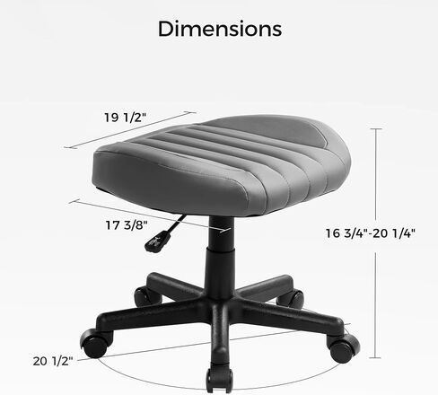 EUREKA ERGONOMIC Height Adjustable Foot Stool,19x18'' Large Seat Under Desk Footrest,Swivel Rolling Chair W Sturdy Wheels,Ottoman Stool Simple Meeting Chair for Home Office,Grey in Saudi Arabia