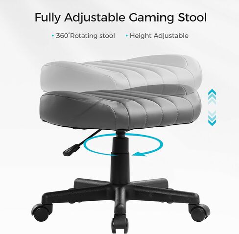 EUREKA ERGONOMIC Height Adjustable Foot Stool,19x18'' Large Seat Under Desk Footrest,Swivel Rolling Chair W Sturdy Wheels,Ottoman Stool Simple Meeting Chair for Home Office,Grey in Saudi Arabia