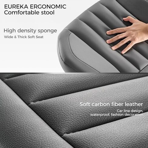EUREKA ERGONOMIC Height Adjustable Foot Stool,19x18'' Large Seat Under Desk Footrest,Swivel Rolling Chair W Sturdy Wheels,Ottoman Stool Simple Meeting Chair for Home Office,Grey in Saudi Arabia