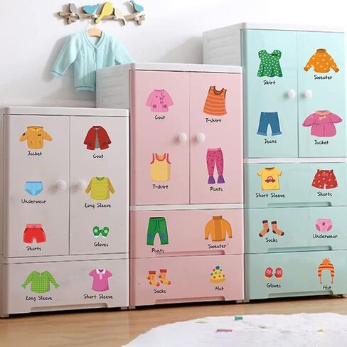 jojofuny 1set Classification PVC Wall Label Clo Organization Drawer Toddler Labels Sticker Kids for Kit Wardrobe Sort Clothing Decoration Bedroom Decals Decorative Nursery Kids in Saudi Arabia