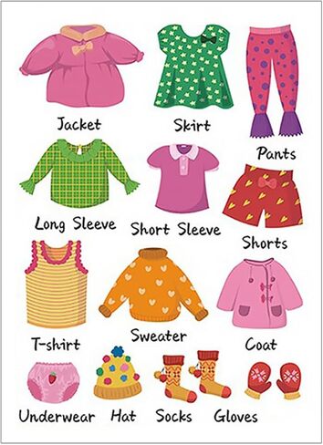 jojofuny 1set Classification PVC Wall Label Clo Organization Drawer Toddler Labels Sticker Kids for Kit Wardrobe Sort Clothing Decoration Bedroom Decals Decorative Nursery Kids in Kuwait