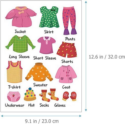 jojofuny 1set Classification PVC Wall Label Clo Organization Drawer Toddler Labels Sticker Kids for Kit Wardrobe Sort Clothing Decoration Bedroom Decals Decorative Nursery Kids in Kuwait