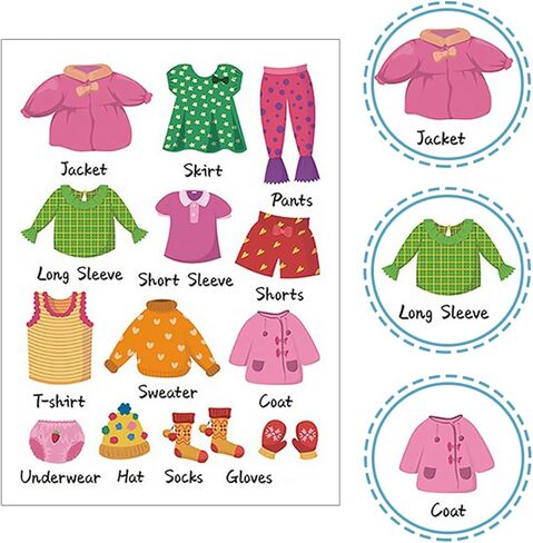 jojofuny 1set Classification PVC Wall Label Clo Organization Drawer Toddler Labels Sticker Kids for Kit Wardrobe Sort Clothing Decoration Bedroom Decals Decorative Nursery Kids in Kuwait