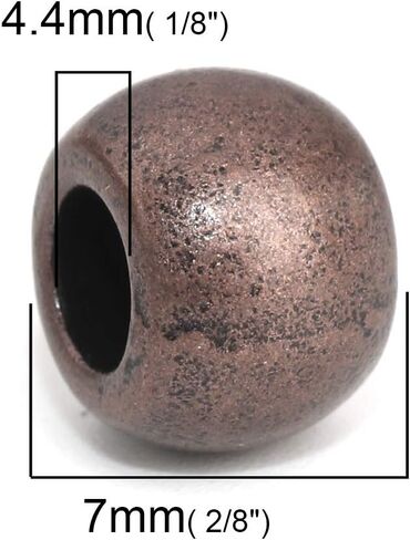 60 Metal Spacer Barrel Beads in Antique Copper 10mm x 7mm Diameter with 4.4mm Large Hole in Kuwait