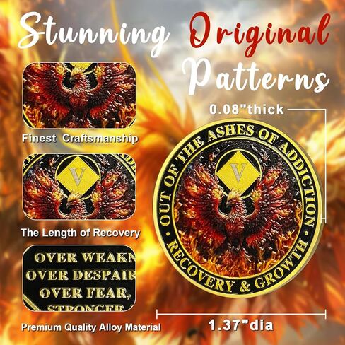 CHURYUML 6 Year NA Medallions Phoenix Recovery Chip Out of The Ashes of Addiction NA Sobriety Coin Narcotics Anonymous Gifts Sobriety Addiction Recovery Gifts Narcotics Anonymous Coin in Kuwait