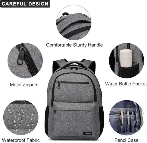 Backpack for Men, School Backpack for Teen Boys,15.6 inch Laptop Back Pack for High School and College Students with USB Charging Port, Computer Bookbag, Black in Kuwait