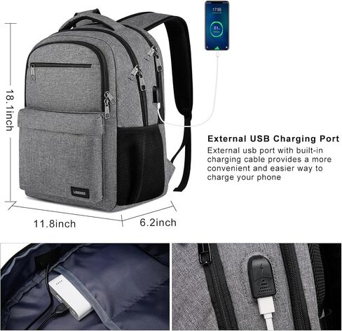 Backpack for Men, School Backpack for Teen Boys,15.6 inch Laptop Back Pack for High School and College Students with USB Charging Port, Computer Bookbag, Black in Kuwait