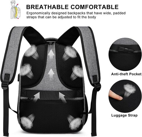 Backpack for Men, School Backpack for Teen Boys,15.6 inch Laptop Back Pack for High School and College Students with USB Charging Port, Computer Bookbag, Black in Kuwait
