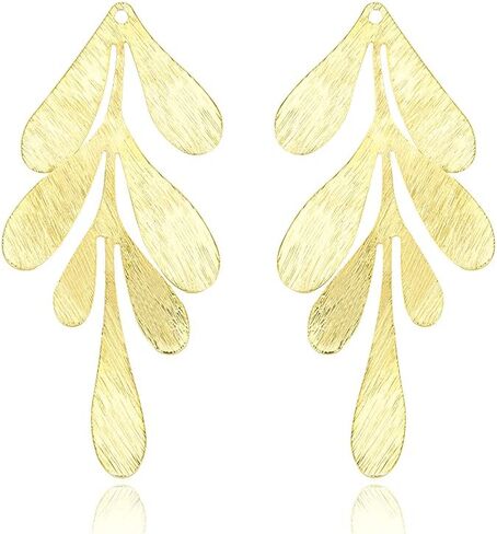 10pcs Adabele Tarnish Resistant 62mm Large 7-Petal Leaf Drop Pendant Gold Plated Brushed Brass Earring Findings for Jewelry Making BF-B6 in Kuwait