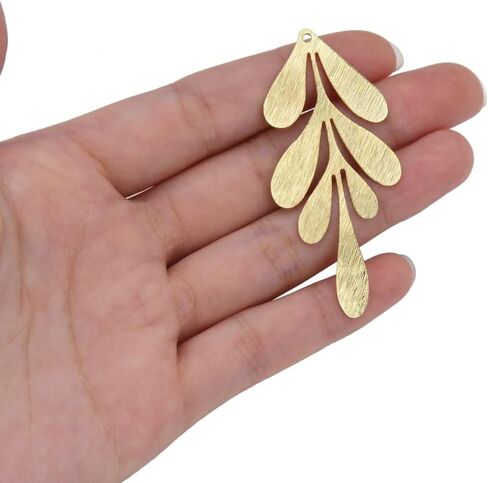 10pcs Adabele Tarnish Resistant 62mm Large 7-Petal Leaf Drop Pendant Gold Plated Brushed Brass Earring Findings for Jewelry Making BF-B6 in Kuwait
