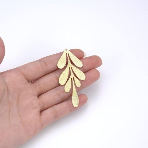 10pcs Adabele Tarnish Resistant 62mm Large 7-Petal Leaf Drop Pendant Gold Plated Brushed Brass Earring Findings for Jewelry Making BF-B6 in Kuwait