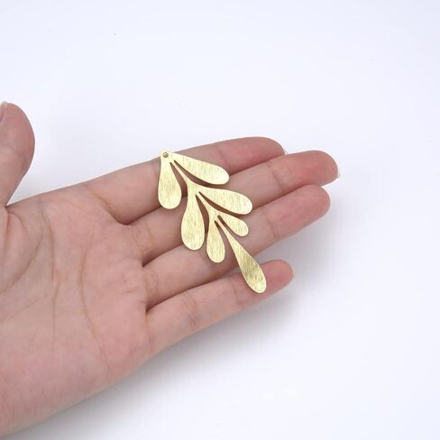 10pcs Adabele Tarnish Resistant 62mm Large 7-Petal Leaf Drop Pendant Gold Plated Brushed Brass Earring Findings for Jewelry Making BF-B6 in Kuwait
