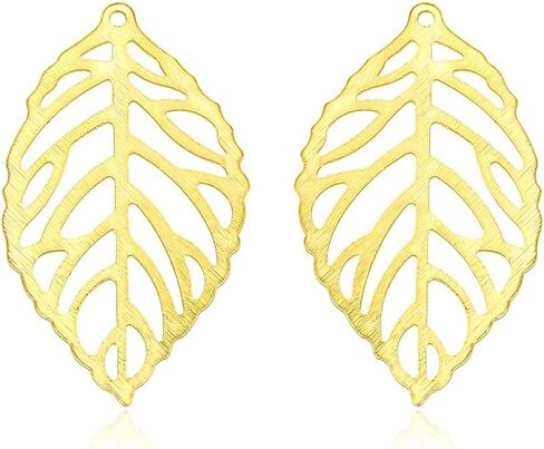 10pcs Adabele Tarnish Resistant 62mm Large 7-Petal Leaf Drop Pendant Gold Plated Brushed Brass Earring Findings for Jewelry Making BF-B6 in Kuwait