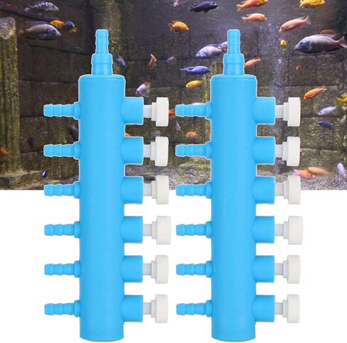 Fishtank Air Splitter, 2pcs Aquarium Air Flowing Control Lever Valve Pipe Distributor Aquarium Oxygen Pump Adapter Accessory Air Flow Splitter Pump Lever Control Valve for Aquarium Fish Tank(6 Way) in Kuwait