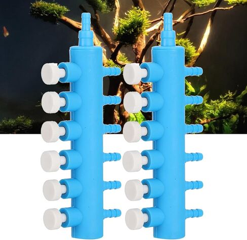 Fishtank Air Splitter, 2pcs Aquarium Air Flowing Control Lever Valve Pipe Distributor Aquarium Oxygen Pump Adapter Accessory Air Flow Splitter Pump Lever Control Valve for Aquarium Fish Tank(6 Way) in Kuwait
