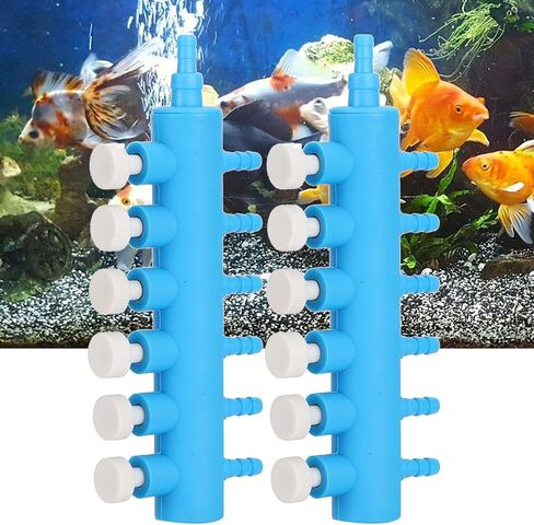 Fishtank Air Splitter, 2pcs Aquarium Air Flowing Control Lever Valve Pipe Distributor Aquarium Oxygen Pump Adapter Accessory Air Flow Splitter Pump Lever Control Valve for Aquarium Fish Tank(6 Way) in Kuwait