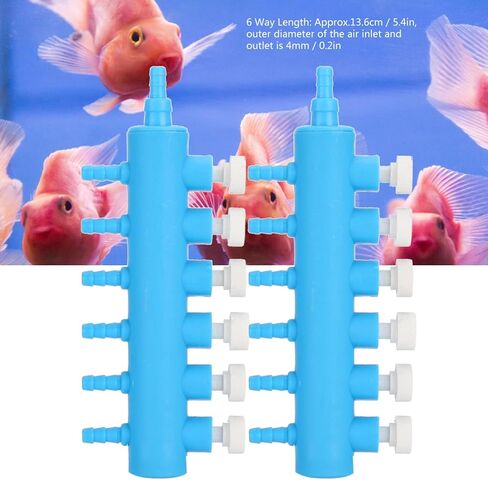 Fishtank Air Splitter, 2pcs Aquarium Air Flowing Control Lever Valve Pipe Distributor Aquarium Oxygen Pump Adapter Accessory Air Flow Splitter Pump Lever Control Valve for Aquarium Fish Tank(6 Way) in Kuwait