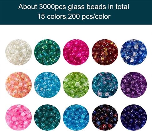 BEEFLYING 3000pcs Baking Painted Crackle Glass Beads 4mm Mixed Color Round Glass Loose Spacers for Jewelry Making in Saudi Arabia