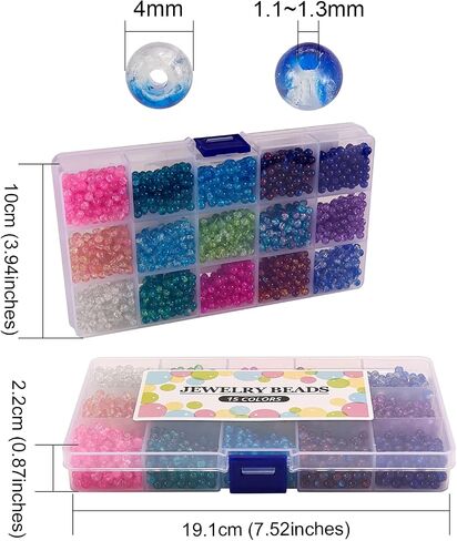 BEEFLYING 3000pcs Baking Painted Crackle Glass Beads 4mm Mixed Color Round Glass Loose Spacers for Jewelry Making in Saudi Arabia