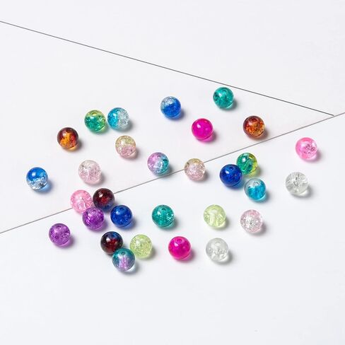 BEEFLYING 3000pcs Baking Painted Crackle Glass Beads 4mm Mixed Color Round Glass Loose Spacers for Jewelry Making in Saudi Arabia