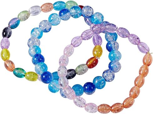 BEEFLYING 3000pcs Baking Painted Crackle Glass Beads 4mm Mixed Color Round Glass Loose Spacers for Jewelry Making in Saudi Arabia