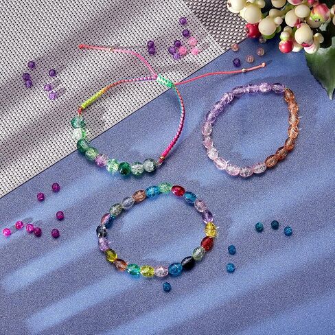 BEEFLYING 3000pcs Baking Painted Crackle Glass Beads 4mm Mixed Color Round Glass Loose Spacers for Jewelry Making in Saudi Arabia
