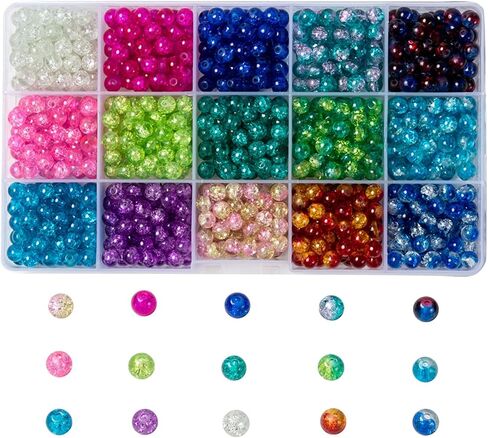BEEFLYING 3000pcs Baking Painted Crackle Glass Beads 4mm Mixed Color Round Glass Loose Spacers for Jewelry Making in Saudi Arabia