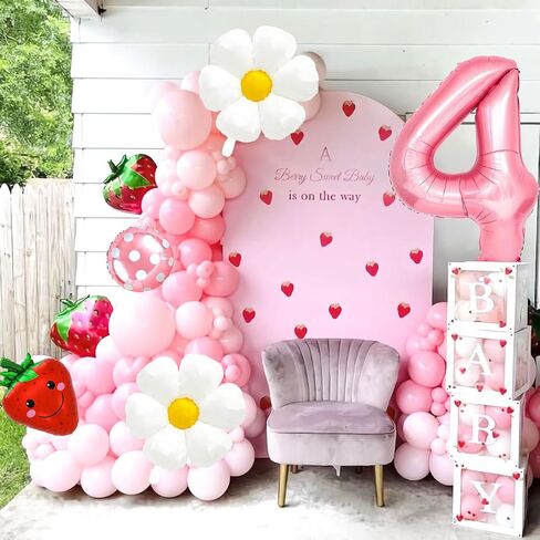 Strawberry Balloons Berry 2st birthday Decor - 40 Inch Mylar Pink Number 2 Balloons - Strawberry Balloon for Strawberry Birthday Decorations - Strawberry Party Decorations in Saudi Arabia