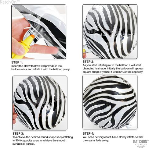 البالونات الكبيرة 22 بوصة حمار وحشي - حزمة 6 | Zebra طباعة بالونات الحيوانات للزخارف الحزبية بالأبيض والأسود in Kuwait