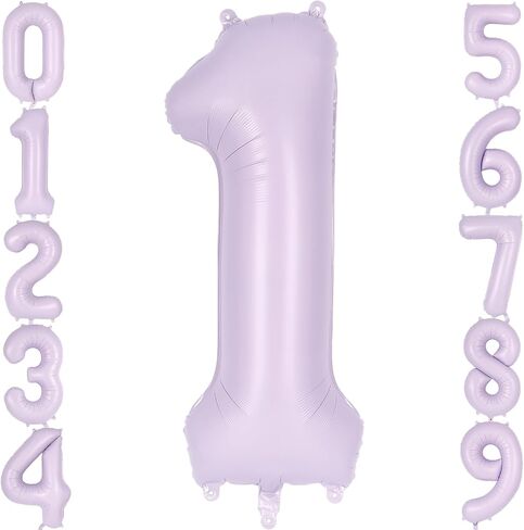 Light Purple Number 1 Balloon, 40 Inch Big Large Foil Helium Number Balloons, Giant Mylar 1 Balloon for 1st First Pastel Purple Birthday Party Decorations Supplies Anniversary in Kuwait