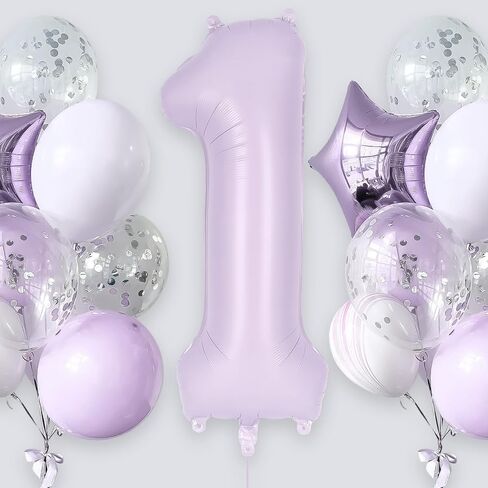 Light Purple Number 1 Balloon, 40 Inch Big Large Foil Helium Number Balloons, Giant Mylar 1 Balloon for 1st First Pastel Purple Birthday Party Decorations Supplies Anniversary in Kuwait