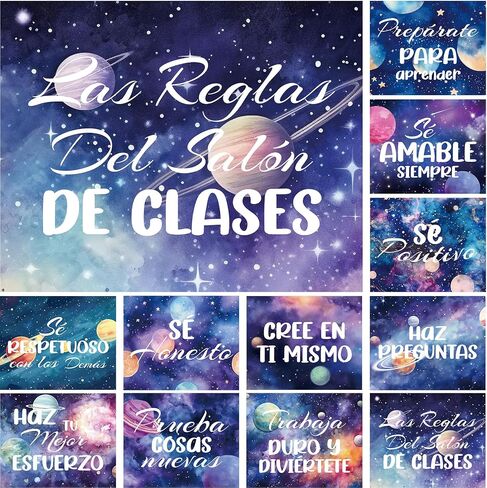 Spanish Classroom Posters Decorations Motivational Posters Banner Inspirational Positive Porch Door Signs for Students Teacher Back to School Classroom Rules Bulletin Board Wall Decor in Kuwait