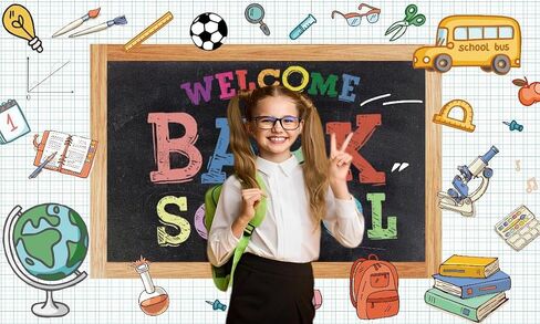 5 * 3 أقدام مرحبًا بك مرة أخرى في Backdrop Day First of School Banner Teacher Steptly Backboard Background للتصوير الفوتوغرافي مرة أخرى إلى زخارف الحفلات المدرسية in Saudi Arabia