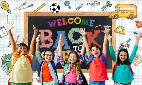 5 * 3 أقدام مرحبًا بك مرة أخرى في Backdrop Day First of School Banner Teacher Steptly Backboard Background للتصوير الفوتوغرافي مرة أخرى إلى زخارف الحفلات المدرسية in Saudi Arabia